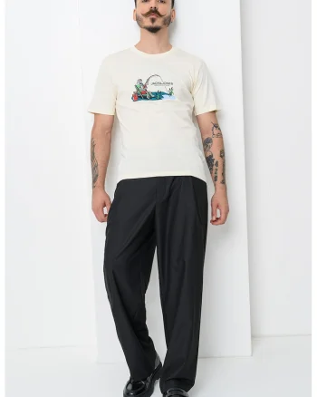 Tricou de bumbac cu imprimeu, Verde/Crem