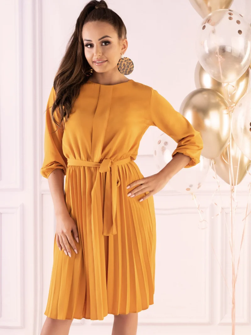 S - Rochie midi cu maneca lunga Messina Galben