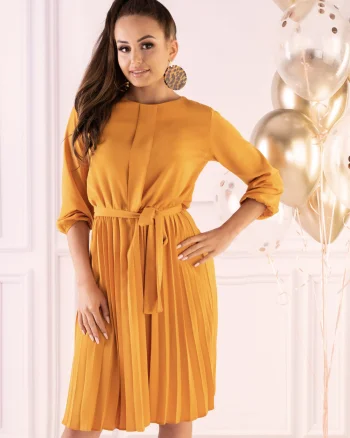 S - Rochie midi cu maneca lunga Messina Galben