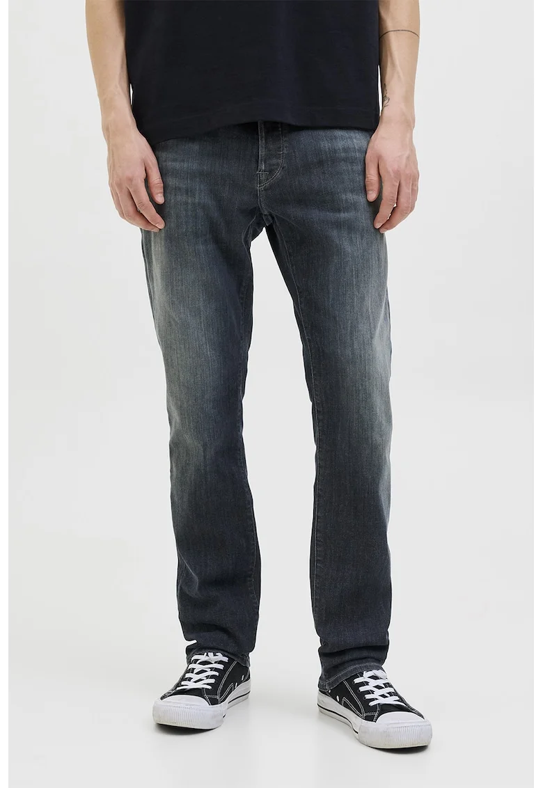 Blugi relaxed-fit din denim, Albastru inchis/Alb murdar