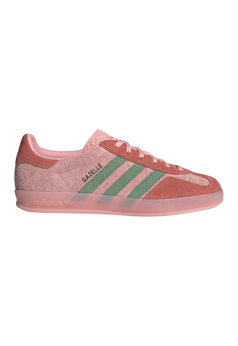 Pantofi sport din piele intoarsa Gazelle Indoor, Roz somon/Verde aquamarin