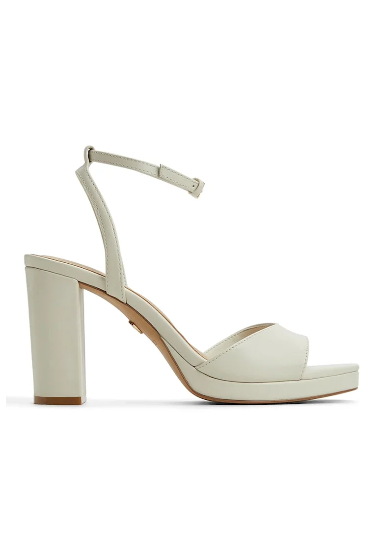 Sandale de piele cu toc masiv Gracious, Alb