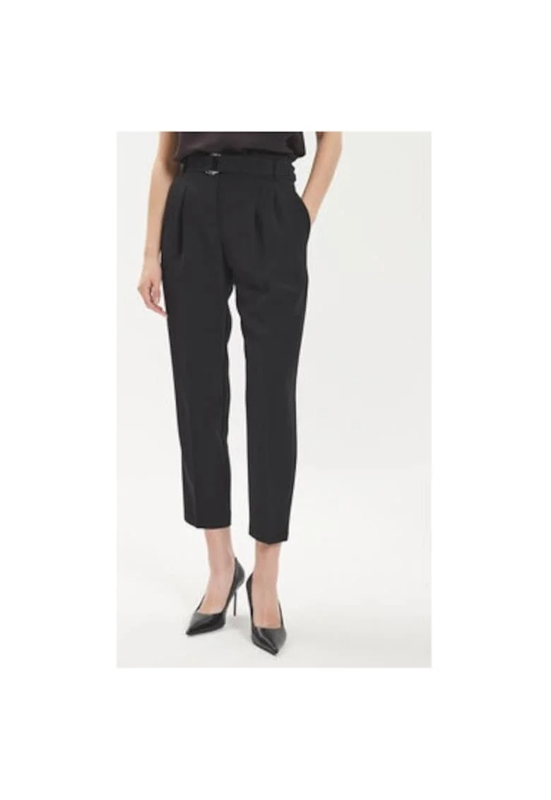 Pantaloni dama,  304437472, Acetat/Poliester, Negru, Negru