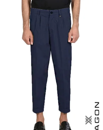 ,Pantaloni crop cu pense, Albastru