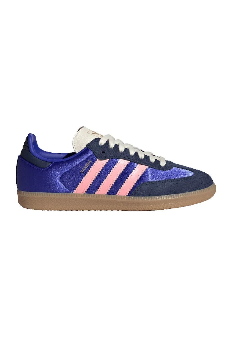 Pantofi sport cu garnituri din piele intoarsa Samba, Albastru indigo/Roz