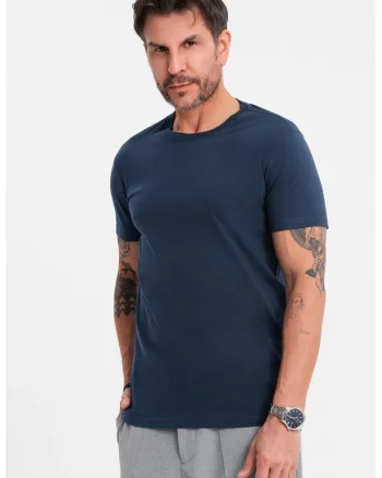 Tricou uni cu decolteu la baza gatului, Bleumarin