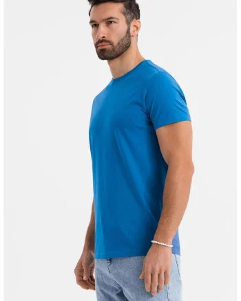 Tricou uni cu decolteu la baza gatului, Albastru deschis