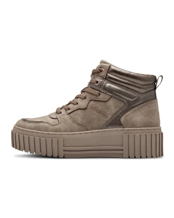 Pantofi sport flatform din piele ecologica, Maro taupe