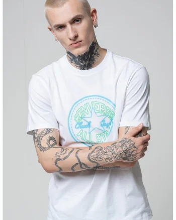 Tricou cu imprimeu logo Neon Sign All Star, Alb/Turcoaz