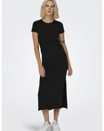 Rochie-tricou cu slituri laterale Yava, Negru