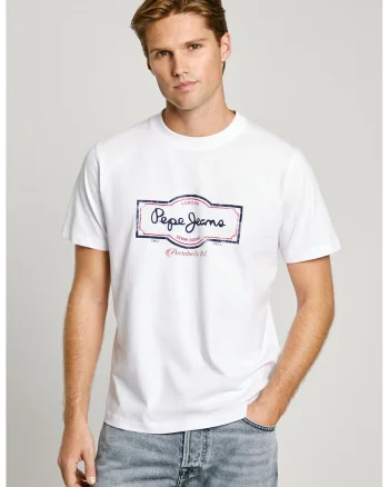 Tricou cu imrpimeu logo, Rosu/Alb optic/Bleumarin