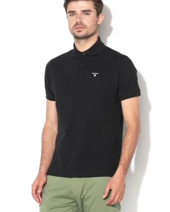 Tricou polo din pique, Negru