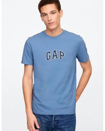 Tricou de bumbac cu logo, Albastru pastel/Negru/Alb optic