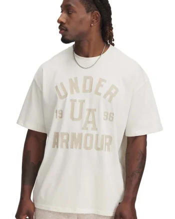 Tricou supradimensionat din amestec de bumbac cu logo, Alb/Bej deschis