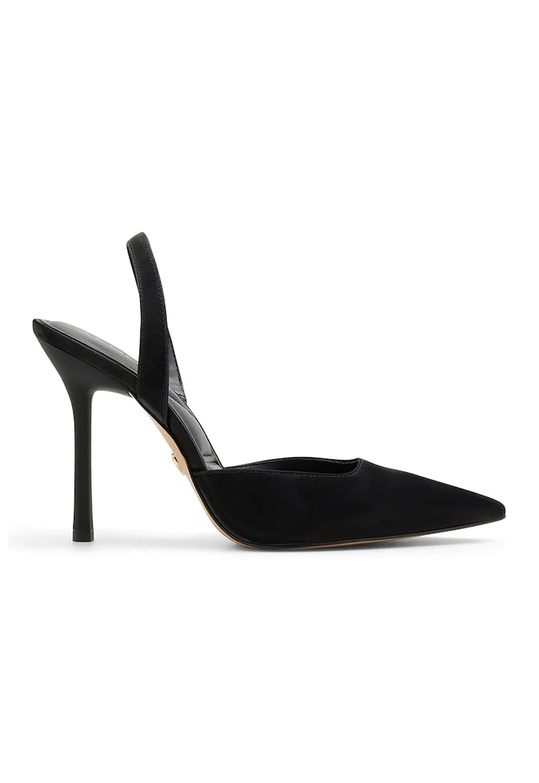 Pantofi slingback din piele ecologica cu toc inalt Berolden, Negru