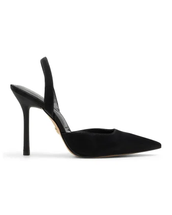 Pantofi slingback din piele ecologica cu toc inalt Berolden, Negru