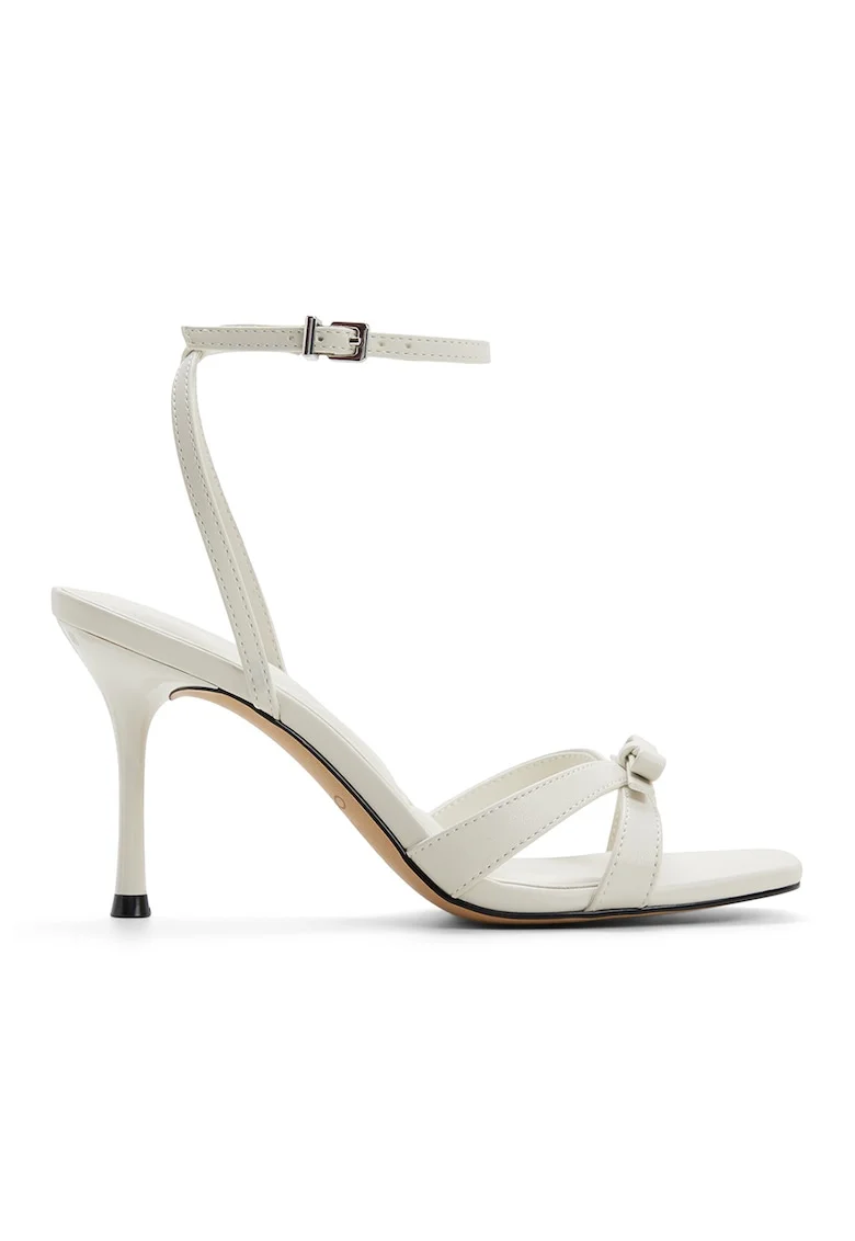 Sandale din piele ecologica cu toc stiletto Leesia, Alb