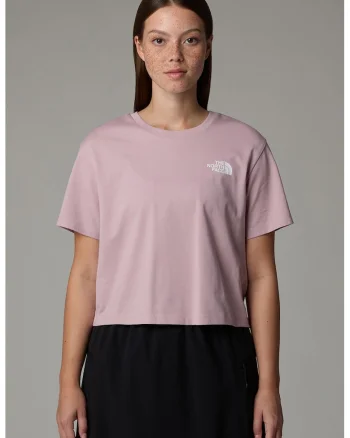 Tricou crop cu imprimeu logo, Roz prafuit