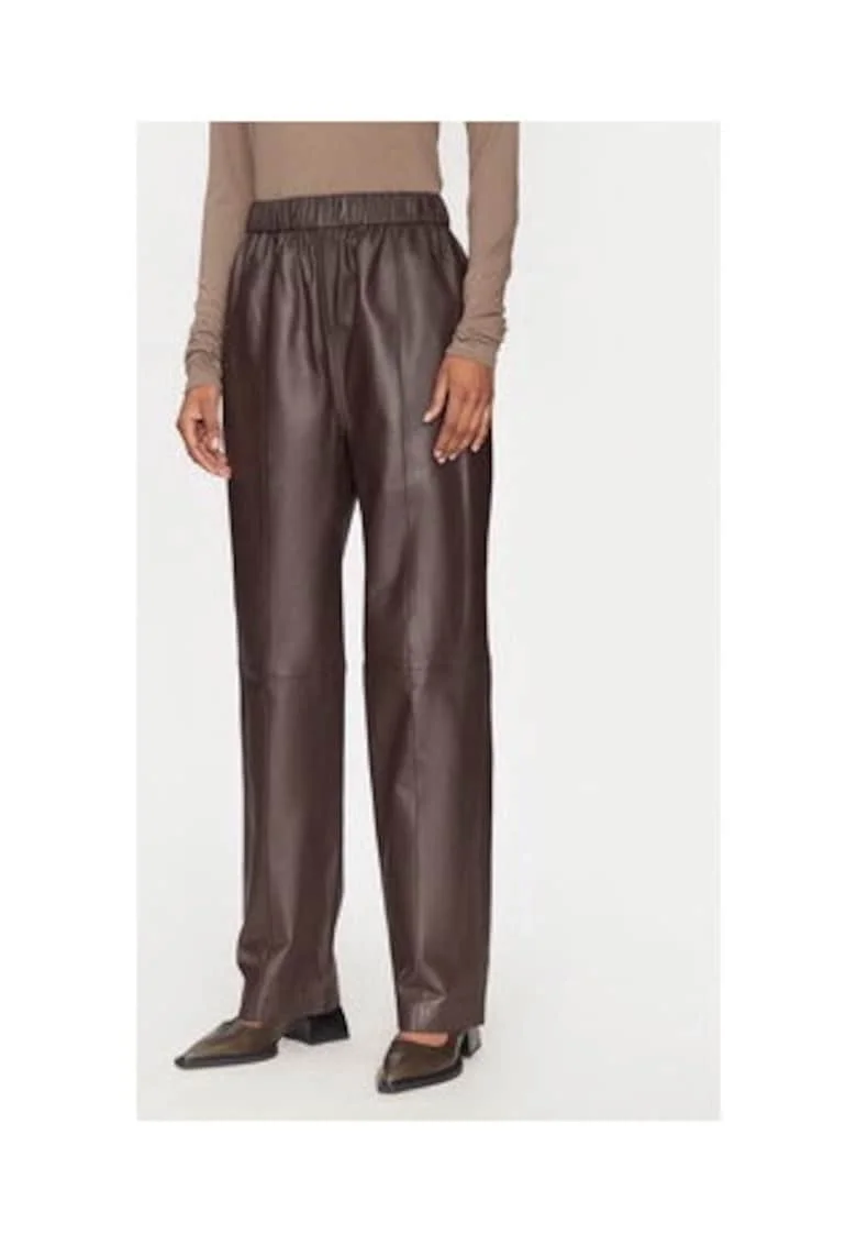 Pantaloni dama,  sintetic, maro,