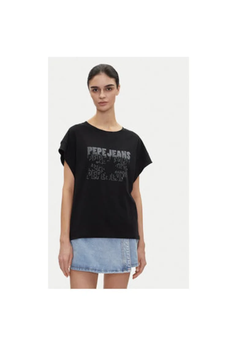 Tricou dama  PL505996, Bumbac, Negru, Negru