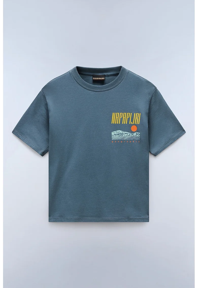 Tricou din bumbac cu deign grafic, Albastru petrol
