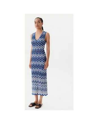 Rochie dama  251-RMORTI, Viscoza/Poliamida, Albastru, Albastru