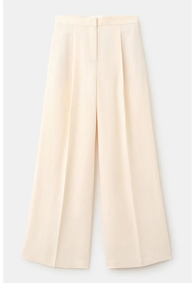 Pantaloni din amestec de in, Alb fildes,
