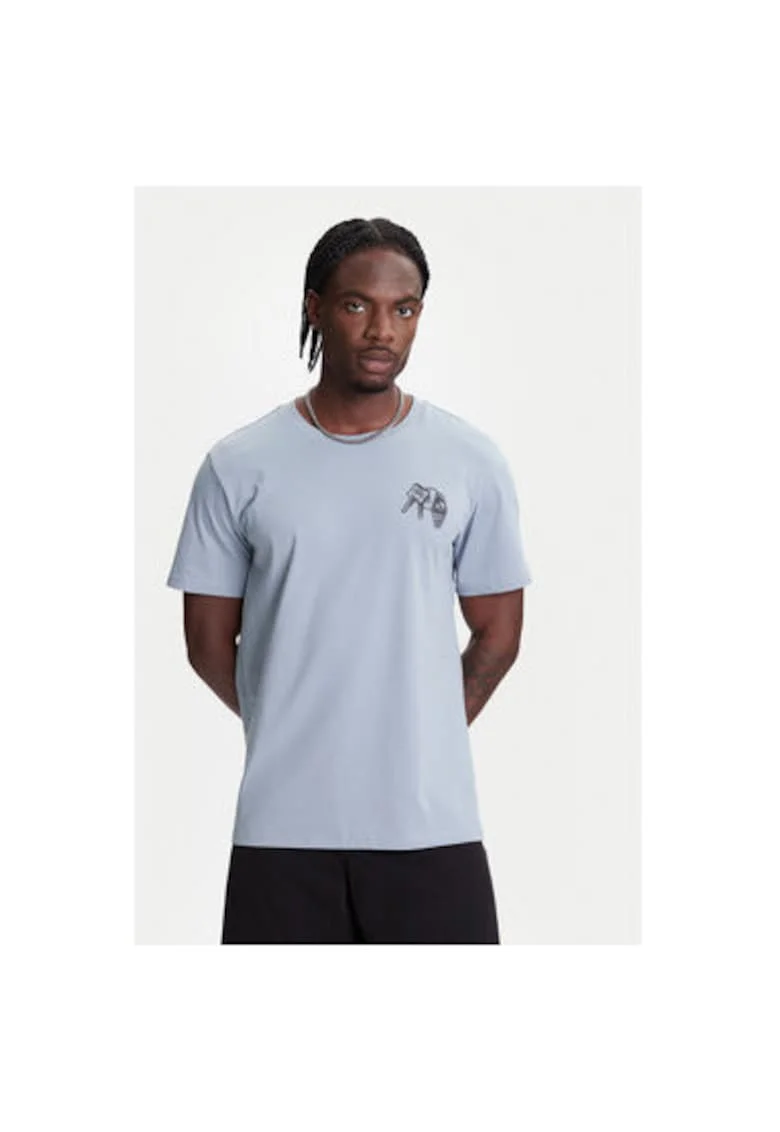 Tricou barbati  10027726-A03, Bumbac, Albastru deschis, Albastru deschis