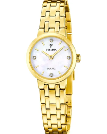 Ceas analog cu Mother of Peral pe cadran, Auriu