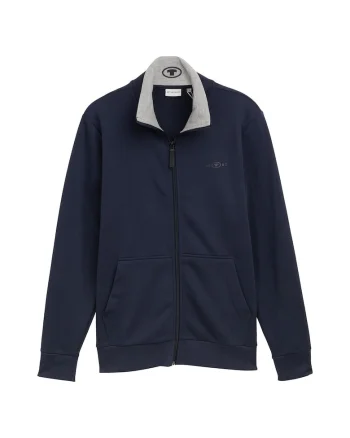 Bluza de trening cu croiala regular-fit, guler mediu si fermoar, Albastru