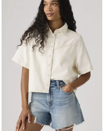 Camasa din denim cu capse Logan, Alb murdar