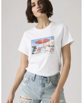 Tricou din bumbac cu imprimeu grafic Favorite, Alb optic