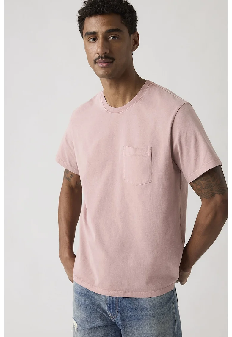 Tricou din bumbac cu buzunar pe piept Essential, Roz pastel