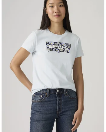 Tricou din bumbac cu logo si imprimeu grafic, Albastru pastel