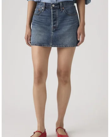 Fusta midi din denim Icon, Albastru inchis