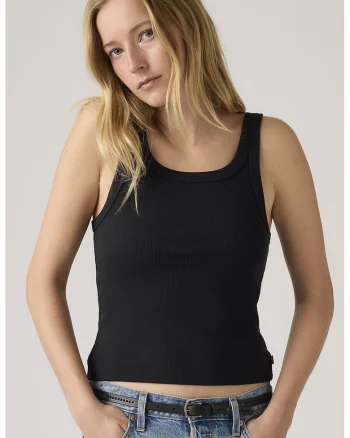 Top din amestec de bumbac, Negru