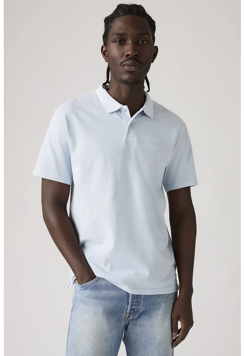 Tricou polo cu model uni, Albastru pastel