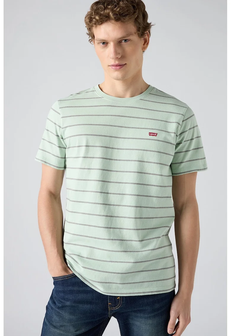 Tricou regular-fit cu dungi, Verde pal