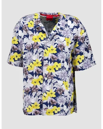 Camasa relaxed-fit cu model floral, Galben/Lila/Bleumarin
