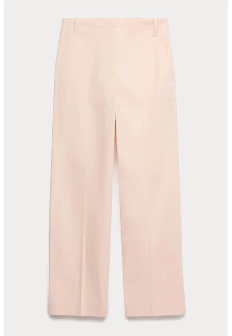 Pantaloni drepti cu pliuri, Nude rose