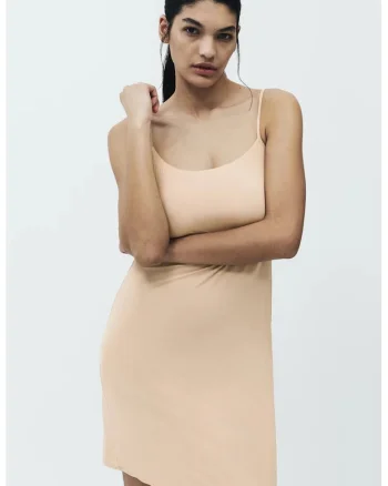 Rochie elastica cu bretele ajustabile, Bej deschis
