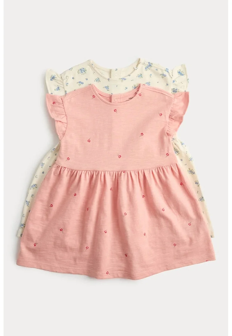 Set de rochii cu design floral - 2 piese, Roz deschis/Crem