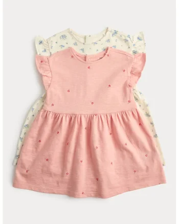 Set de rochii cu design floral - 2 piese, Roz deschis/Crem