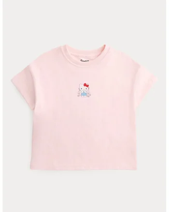 Tricou din bumbac cu design grafic, Roz deschis