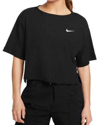 Tricou dama  W NSW RIB JRSY SS TOP, Bumbac, Negru, Negru