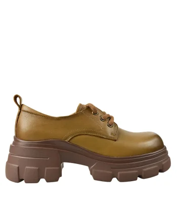 Pantofi casual, dama,  KM 1607 kaki, piele naturala, Kaki
