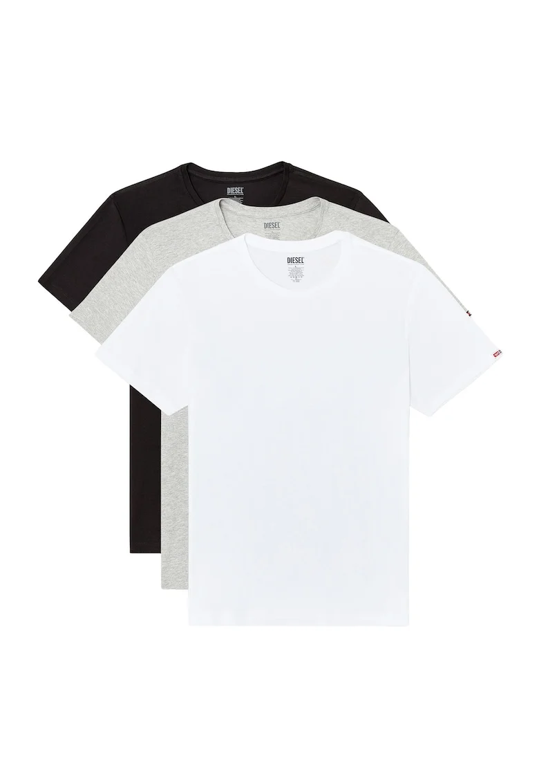 Set de tricouri de bumbac - 3 piese, Alb/Negru/Gri
