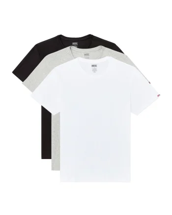 Set de tricouri de bumbac - 3 piese, Alb/Negru/Gri