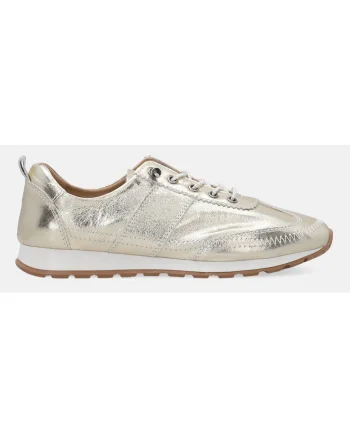 Pantofi sport din piele naturala cu aspect metalic, Auriu