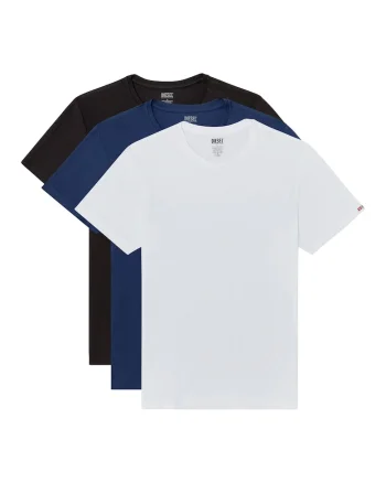 Set de tricouri de bumbac - 3 piese, Alb/Negru/Albastru